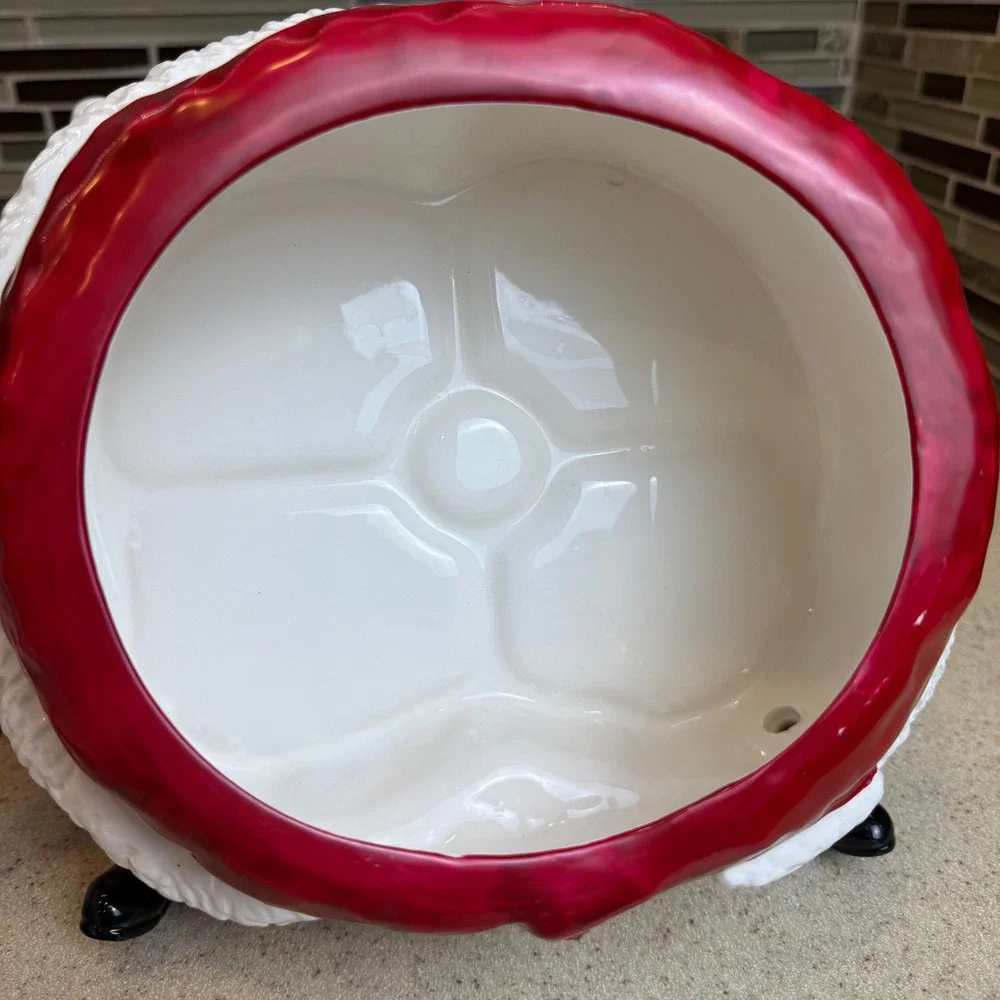Vintage Ceramic Santa Claus Cookie Jar Holding Plate‎ of Goodies Christmas Decor